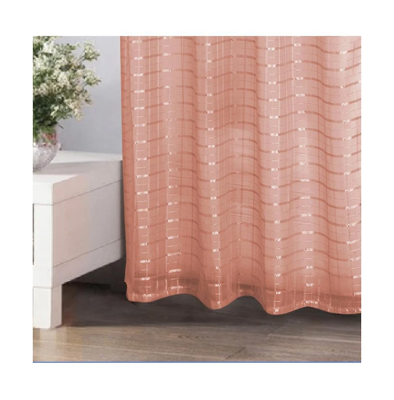 Rt Designers Collection Wanda Box Voile Light Filtering One Grommet Curtain Panel 54" x 90" Blush