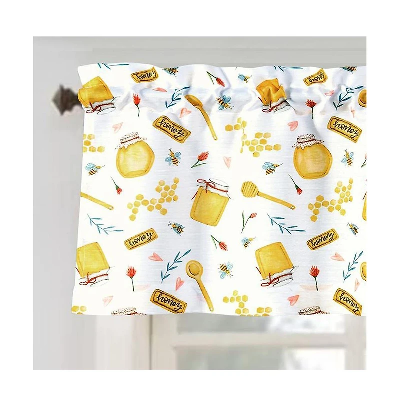 Rt Designer's Collection Tribeca Honey Printed Slub 3 Pieces Kitchen Curtain Set