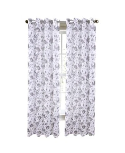 Rt Designers Collection Meadow Grommet Metallic Sheer Printed Doily Curtain Panel 54 X22 X 84 X22 Grey