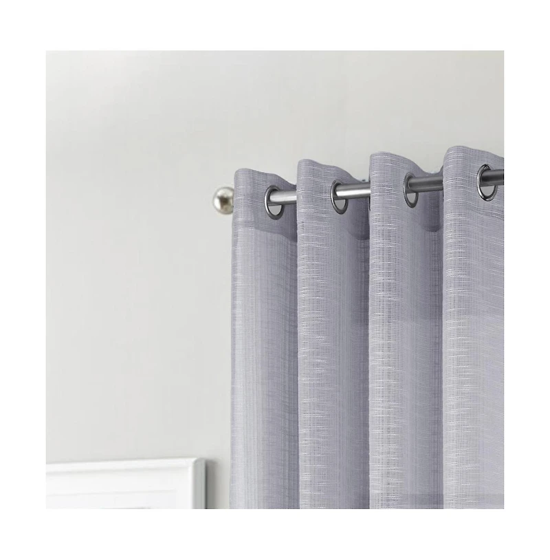 Rt Designers Collection Dexter Linen Texture Grommet Light Filtering Window Curtain Panel 54" x 84" Silver
