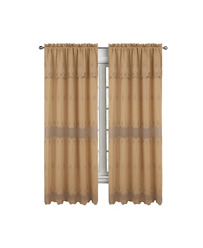 Rt Designers Collection Donna Macrame Construction 3" Rod Pocket Curtain Panel 54" x 90" Gold
