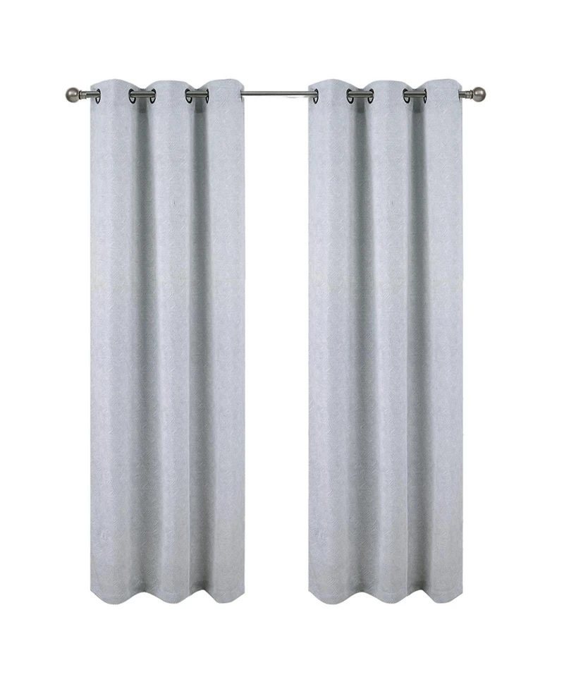 Rt Designer Collection Wilton Jacquard Grommet Luxurious Modern Design Curtain Panel 54" x 84" Silver