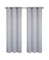 Rt Designer Collection Lilian Embroidered Blackout Luxurious Decorative Grommet Curtain Panel 54" x 84" Silver