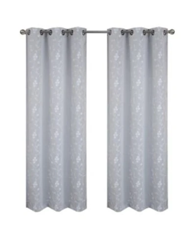 Rt Designer Collection Lilian Embroidered Blackout Luxurious Decorative Grommet Curtain Panel 54 X22 X 84 X22 Silver