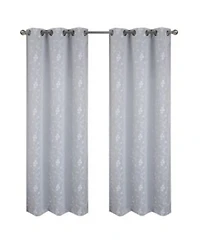 Rt Designer Collection Lilian Embroidered Blackout Luxurious Decorative Grommet Curtain Panel 54 X22 X 84 X22 Silver