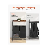 Slickblue Laundry Sorter on Wheels with 2 Tiers, 3 Bags, and Hooks