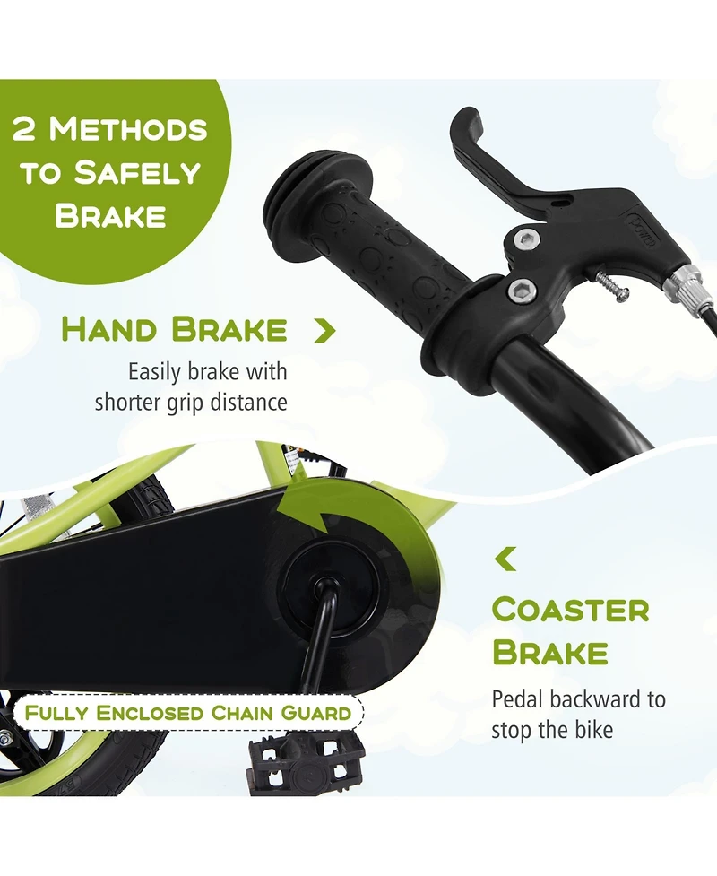 Sugift 16 Inch Kids Bike Adjustable with Detachable Training Wheels for 4-8 Years Old