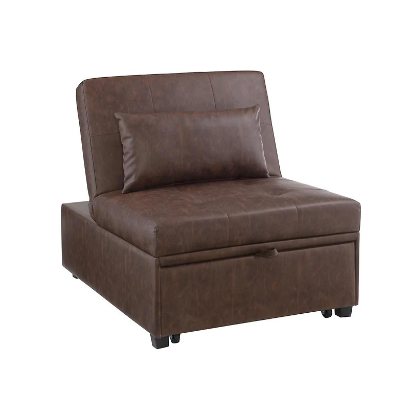 Powell Boone Sofa Bed, Brown Faux Leather