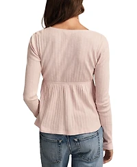 Lucky Brand Women's Babydoll Henley Square Neck Top