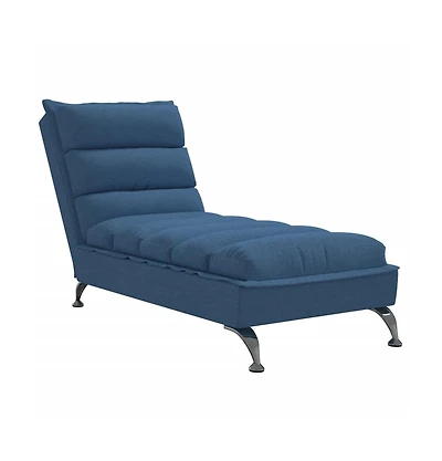vidaXL Chaise Lounge Blue Fabric (100% polyester), Plywood, Chromed Steel