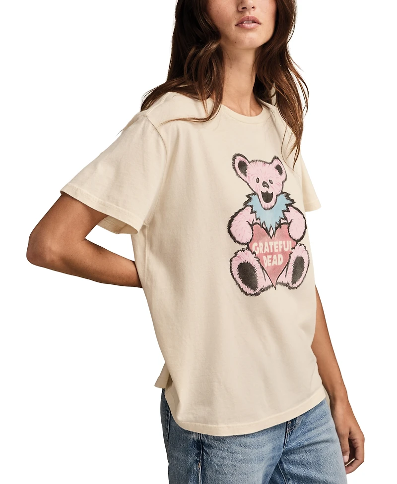Lucky Brand Women's Grateful Dead Valentine Bear Boyfriend Graphic T-Shirt