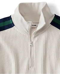 Lands' End Plus Long Sleeve Waffle Colorblock Quarter Zip Pullover