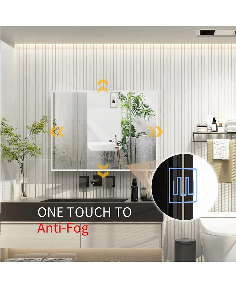 Bathroom Cabinet with Mirror Doors, Wall-Mounted Mirror Cabinet with Storage