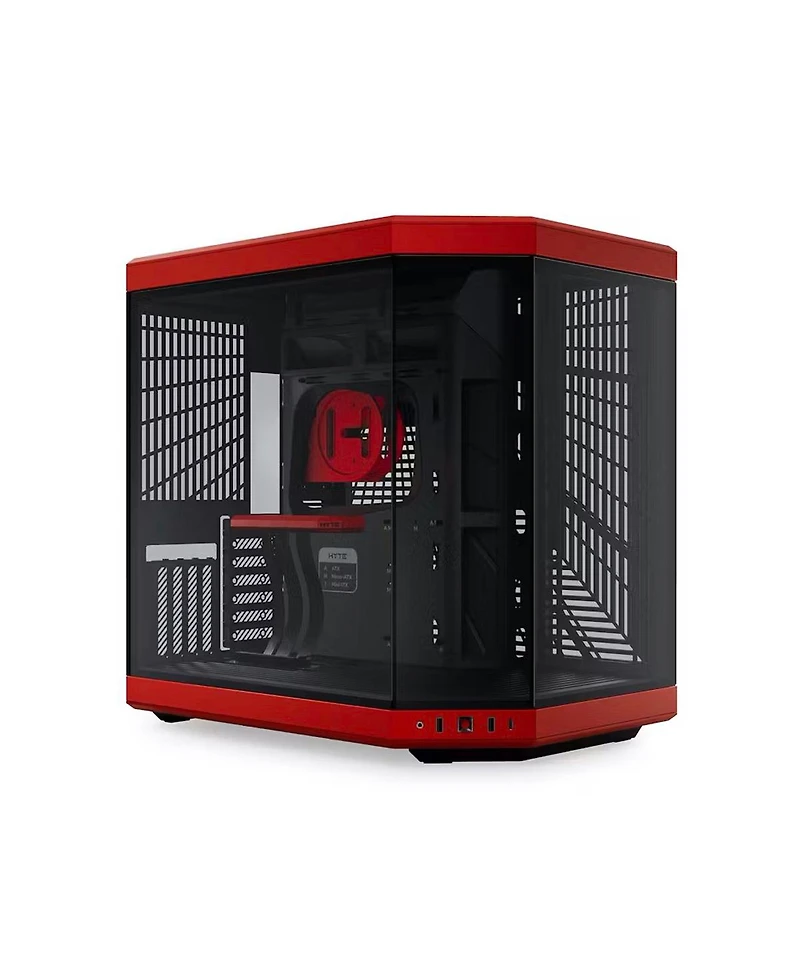 Hyte Y70 Dual Chamber Modern Aesthetic Panoramic Tempered Glass Eatx Mid-Tower Computer Case, Red