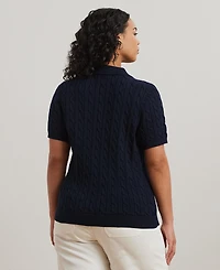 Lauren Ralph Plus Short-Sleeve Polo Collar Sweater