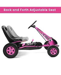 Sugift 4 Wheels Kids Ride On Pedal Powered Bike Go Kart Racer Car Outdoor Play Toy-Pink