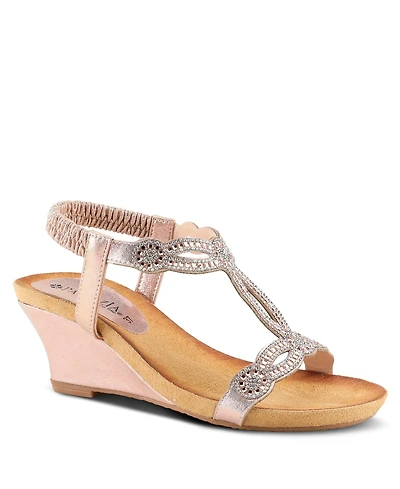 Patrizia Women's Shining Slip-On Wedge Sandals with Crystal Cut-Out Design