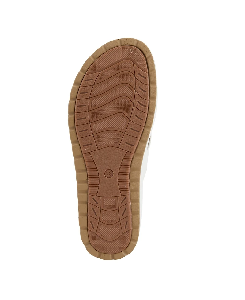 Patrizia Women s Rutha Criss-Cross Strap Slide Sandals with Gold Buckle and Padded Insole