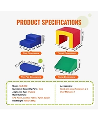 Mecale 5-Piece Foam Toddler Climbing Playset with Ramp, Tunnel and Easy-Clean Design