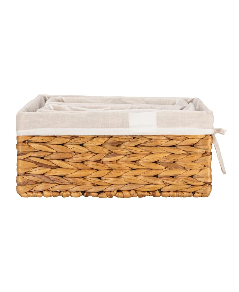 Household Essentials Wicker Basket Set, 3 Pieces, 1 Large and 2 Small Water Hyacinth Baskets