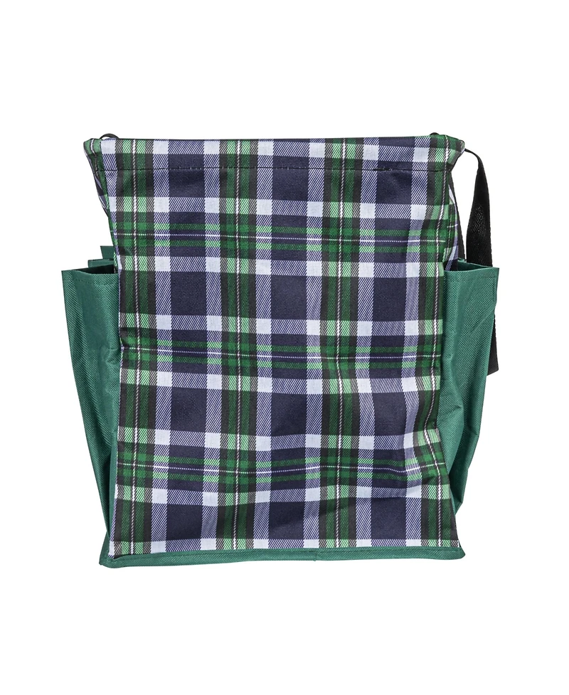 Household Essentials Plaid Krush Container All-Purpose Utility Tote with Green Pockets