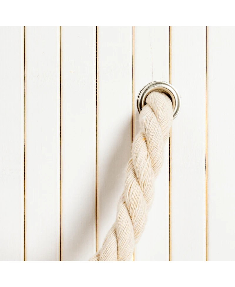 Household Essentials Bamboo Double Laundry Hamper with Rope Handles, 39-Gallons, White