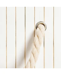 Household Essentials Bamboo Double Laundry Hamper with Rope Handles, 39-Gallons, White