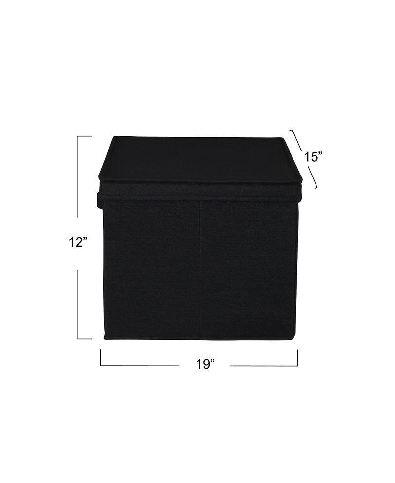 Household Essentials Wide Storage Box With Lid Box, 15"x15"x10", Black