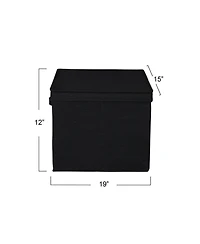 Household Essentials Wide Storage Box With Lid Box, 15"x15"x10", Black