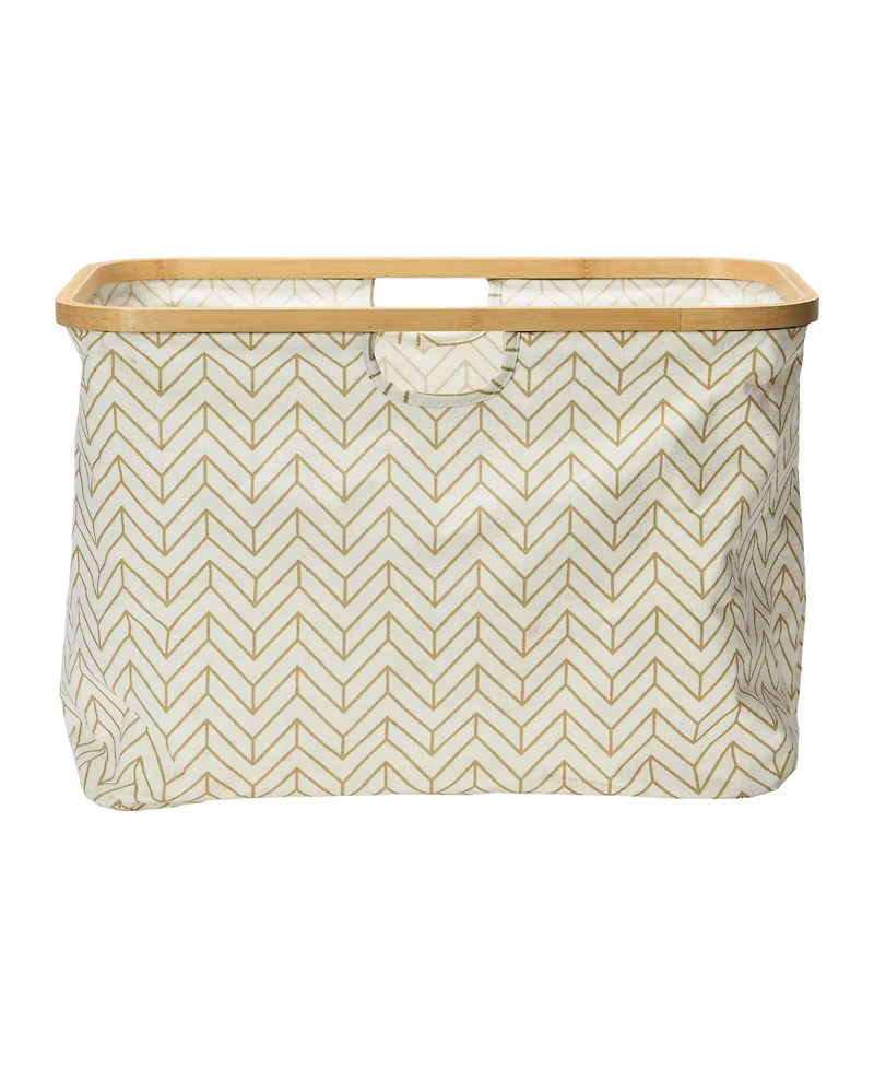 Household Essentials Rimmed Krush Container Basket with Cut Out Handles, Tan Chevron