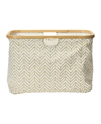 Household Essentials Rimmed Krush Container Basket with Cut Out Handles, Tan Chevron