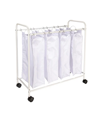 Household Essentials Rolling Laundry Sorter, 4 Bag, White