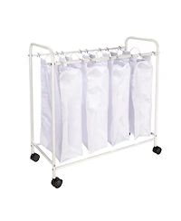 Household Essentials Rolling Laundry Sorter, 4 Bag, White