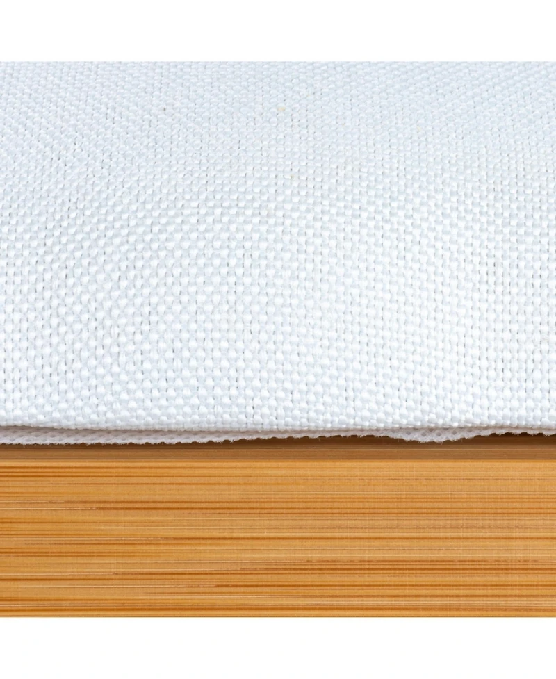 Household Essentials Slatted Natural Hamper with Cushioned Lid and Removable Cotton Bag, Natural