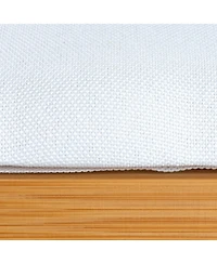 Household Essentials Slatted Natural Hamper with Cushioned Lid and Removable Cotton Bag, Natural