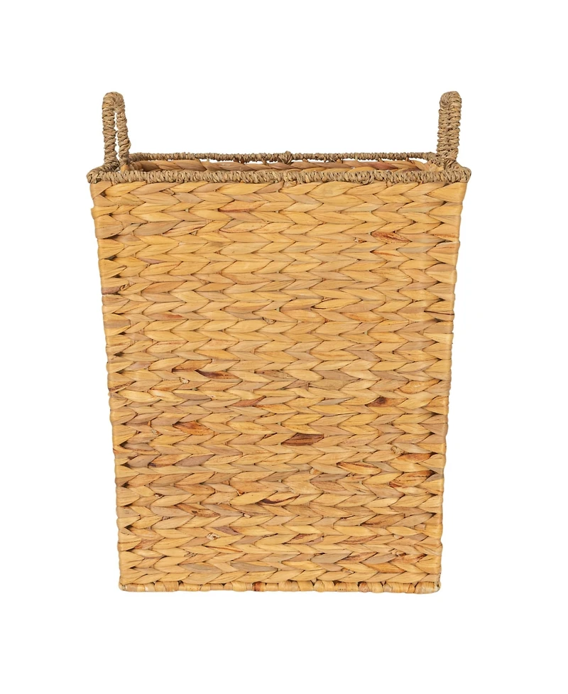 Household Essentials Square Handwoven Water Hyacinth and Seagrass Basket with Handles, Natural