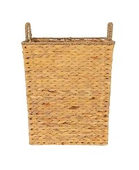 Household Essentials Square Handwoven Water Hyacinth and Seagrass Basket with Handles, Natural