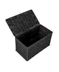 Household Essentials Small Handwoven Paper Rope Wicker Basket with Lid, Grey