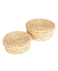 Household Essentials Handwoven Corn Leaf Nestable Baskets with Lids, Natural, Set of 2