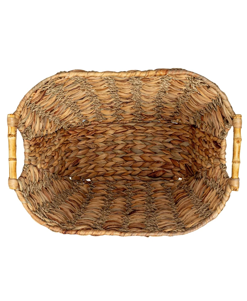 Household Essentials Water Hyacinth Seagrass Scoop Basket with Handle, Natural