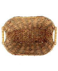 Household Essentials Water Hyacinth Seagrass Scoop Basket with Handle, Natural