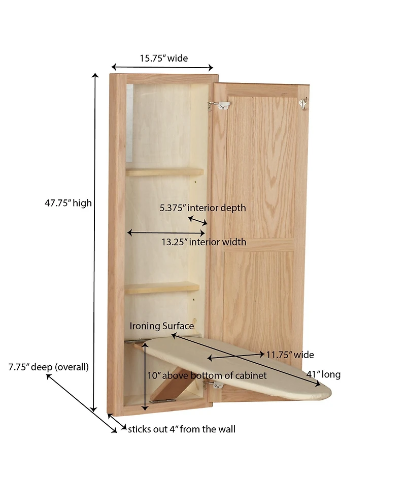 Household Essentials Ironing Board Cabinet, Unfinished Wood