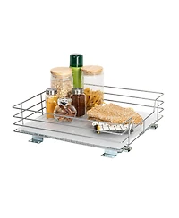 Household Essentials Glidez Steel Pull-Out Storage Organizer, 1-Tier Design, Brushed Silver