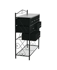 Household EssentialsVictorian Style 8-Drawer and Bottom Shoe Shelf Storage Organizer Unit, Black