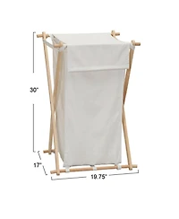 Household Essentials X-Frame Wood Laundry Hamper, Folding Wood Frame with Washable Poly-Cotton Bag