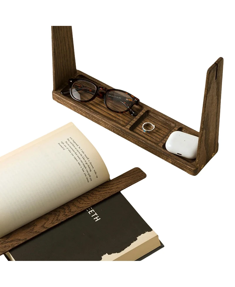 Uncommon Goods Save My Spot Red Oak Book Stand With Removable Bookmark