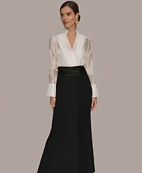 Donna Karan New York Women's V-Neck Long-Sleeve Maxi Dress