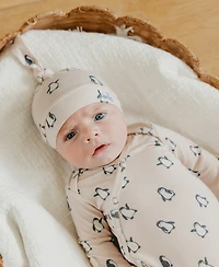 Copper Pearl Baby Boys and Girls Penguins Top Knot Hat