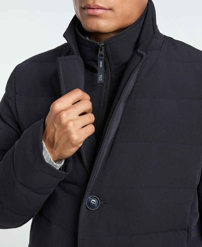 Ted by Ted Baker Men's Solid Quilted Puffer Blazer Jacket