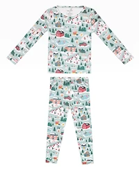 Copper Pearl Baby Boys' and Girls' Snowy Slopes Printed Long-Sleeve Top Pants, 2-Piece Pajama Set